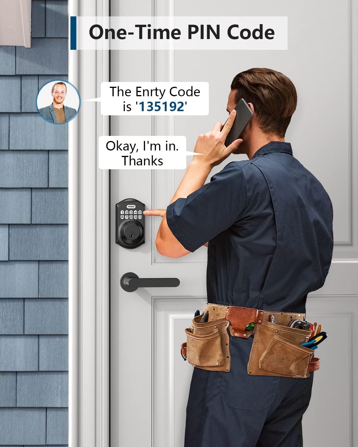 TEEHO TE001 Keyless Entry Door Lock front view